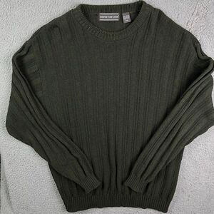 Vintage David Taylor Ribbed Knit Sweater‎ Army Green Sweatshirt Made In USA 2XL